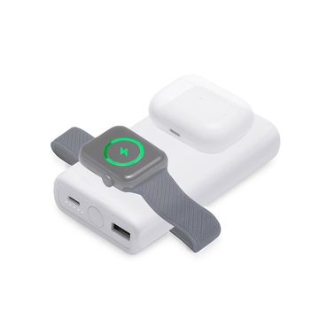 Внешний беспроводной аккумулятор 2-в-1 с функцией зарядки Apple Watch, QC/PD «AtomIQ», 10000 мАч
