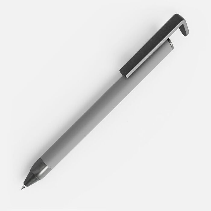 Ручка шариковая Standic Soft Touch с подставкой для телефона, серая