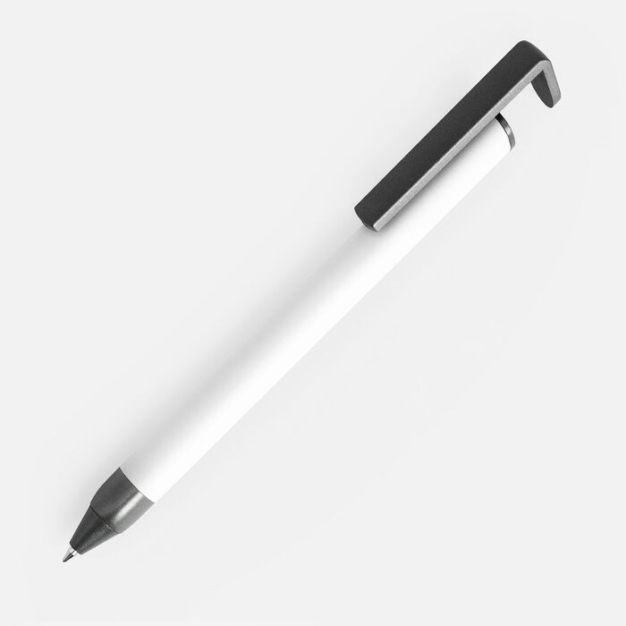 Ручка шариковая Standic Soft Touch с подставкой для телефона, белая