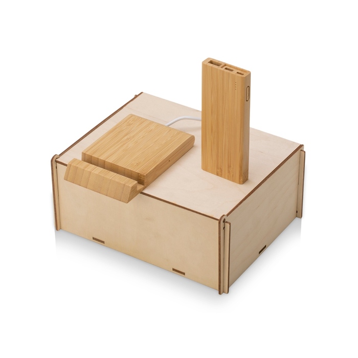 Подарочный набор с БЗУ и внешним аккумулятором «Bamboo Set»