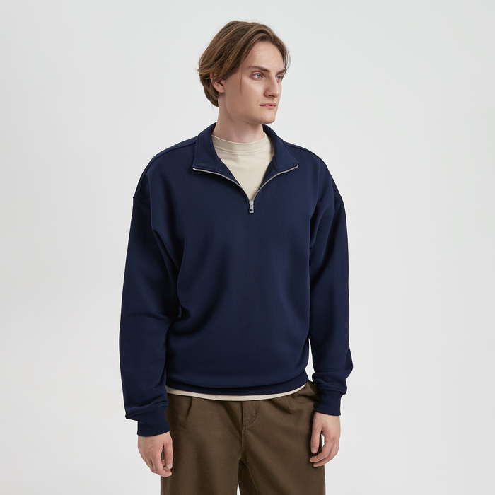 Толстовка на молнии унисекс Флоу (Flow), темно-синяя, размер 3XL/4XL