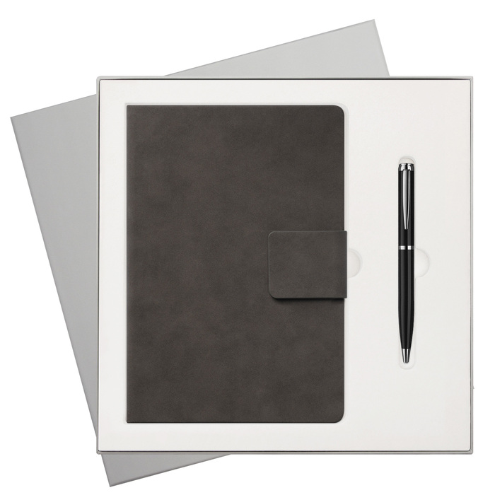 Подарочный набор Риц (Ritz), серый (ежедневник, ручка)